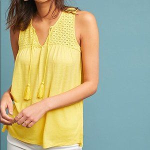 Anthropologie Akemi + Kin Yellow Tassle Linen Blend Piaf Tank XS